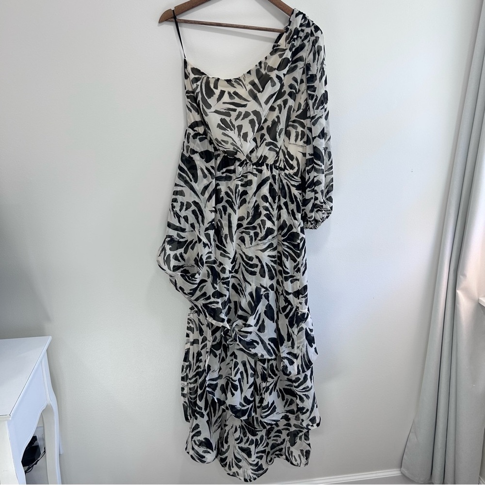 Alexis x Target Botanical One Shoulder Ruffle Maxi Dress Black Womens L - Picture 7 of 10